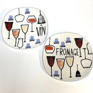 $5 when Bundled with 2 other items. 
SAKURA VIN & FROMAGE, Set of 2 Appy plates